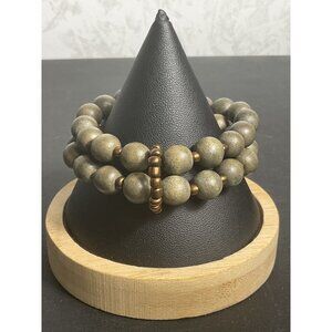 Chunky Beaded Stretch Bracelet With Metallic Finish Earthy Tones